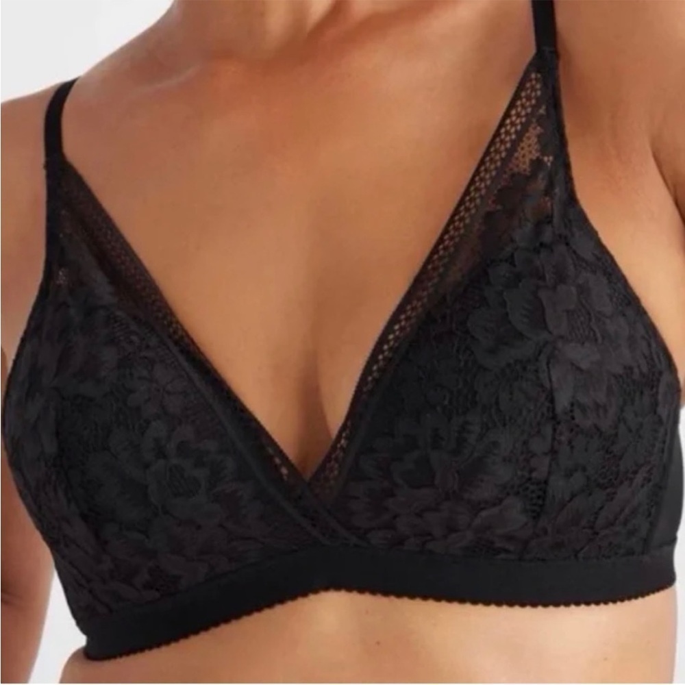 NWT Knix Women's Lace Deep-V Bralette in Black • Large